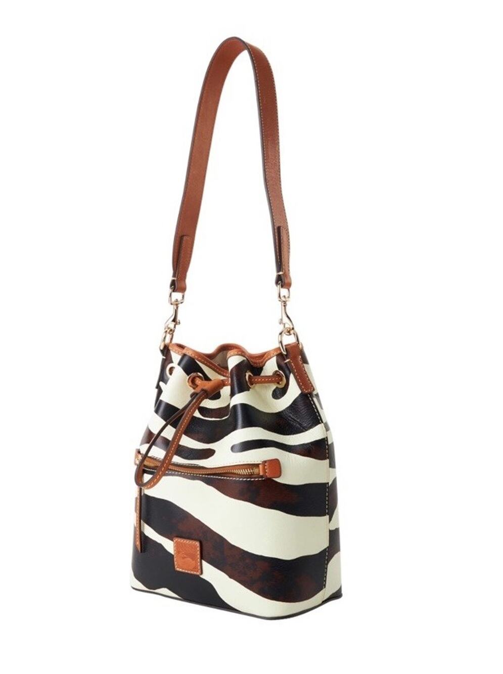 Dooney & Bourke Zebra Leather Drawstring Shoulder NWT